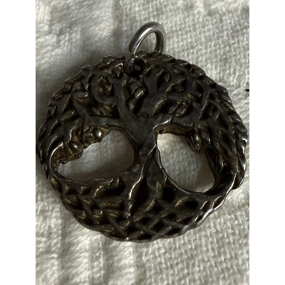 Sterling Silver 999 Celtic Tree Of Life Thick Heavy Pendant Marked CS Or FS